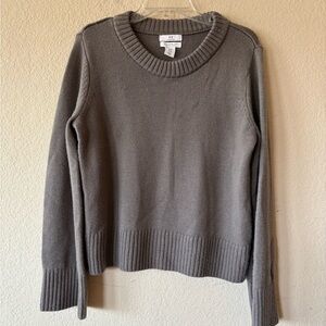 H by Halston 100% Merino Wool Crew Neck Sweater Brown Size M